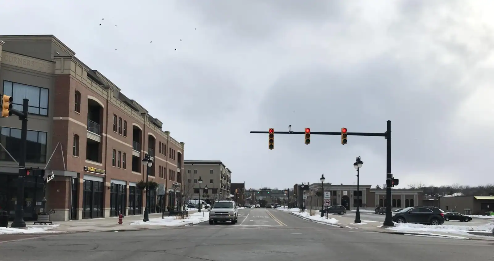 Brick buildings along a downtown Fenton street