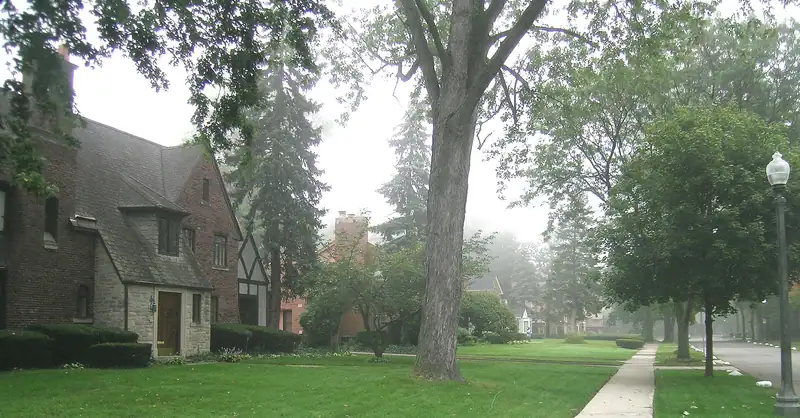 A historic home on a quiet wooded street